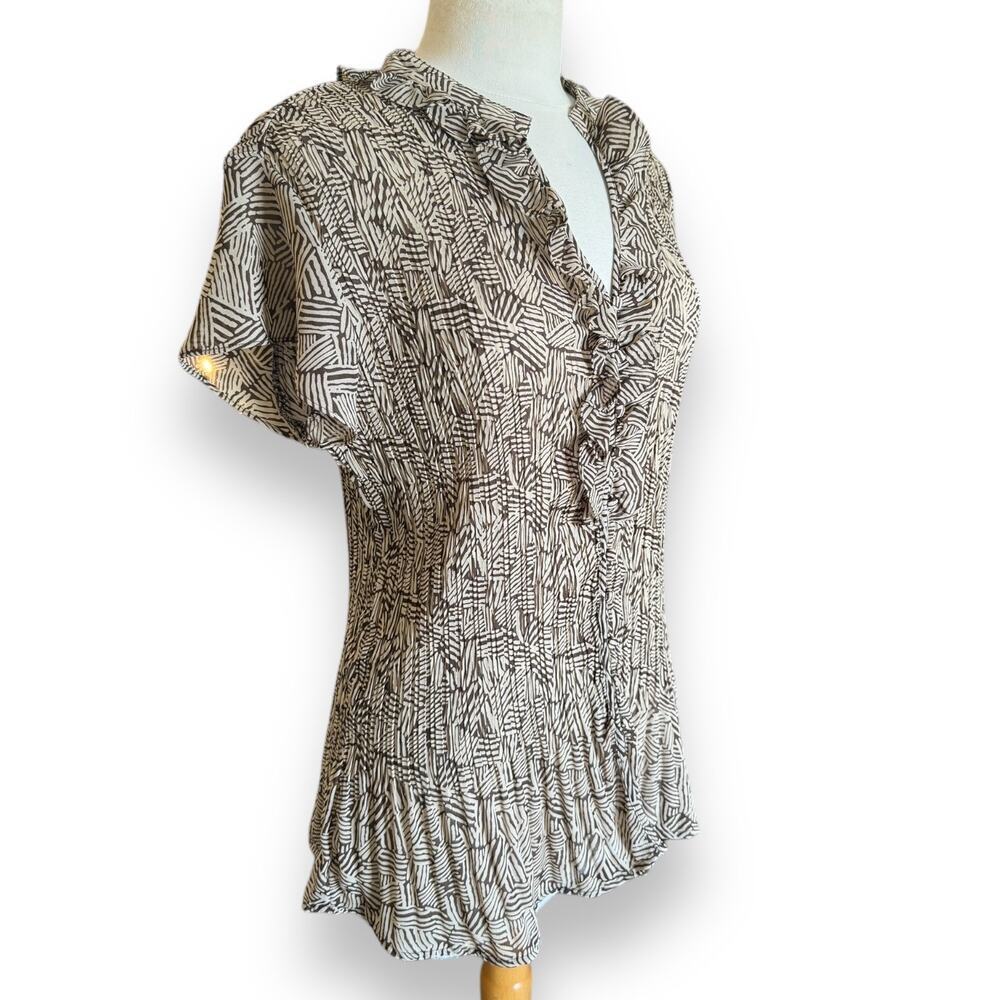 East 5th Brown And Beige Button Up Blouse - Picture 3 of 5